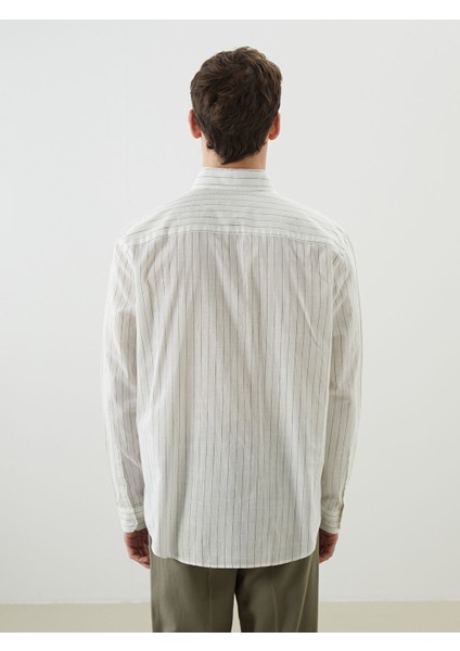 Yeni Sezon Slim Fit Uzun Kollu Cizgili Poplin Erkek Gomlek - S5G259Z8 fırsatları