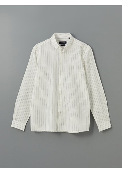 Yeni Sezon Slim Fit Uzun Kollu Cizgili Poplin Erkek Gomlek - S5G259Z8 indirimleri