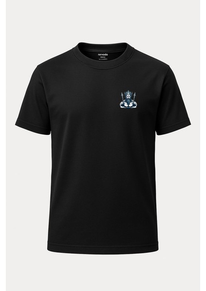 Poseidon Baskılı Loose Fit Bisiklet Yaka Unisex Tişört