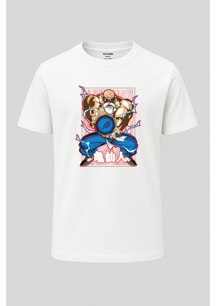 Master Roshi Usta Rosi Dragon Ball Baskılı Loose Fit Bisiklet Yaka Unisex Tişört