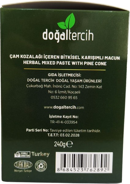 Doğaltercih Kozalak Macunu , Katkısız Doğal İçerikli Çam Kozalağı Macunu 240 gr fırsatları