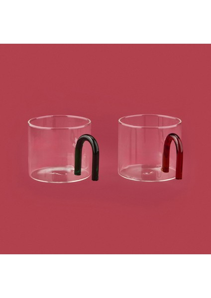 Renkli Kuplu Cam Kupa - - 290 ml