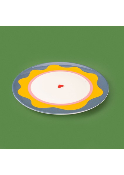 Granny Servis Tabağı - Mavi / Sarı - 25 cm