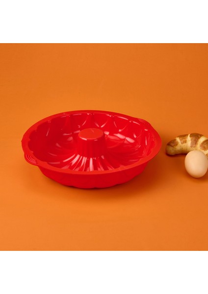Klasik Silikon Büyük Kek Kalıbı - Kırmızı - 35 cm fiyatları