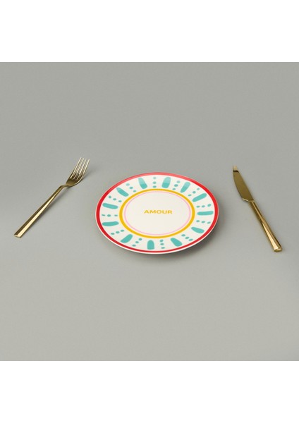 Amour Pasta Tabağı - Renkli - 19 cm