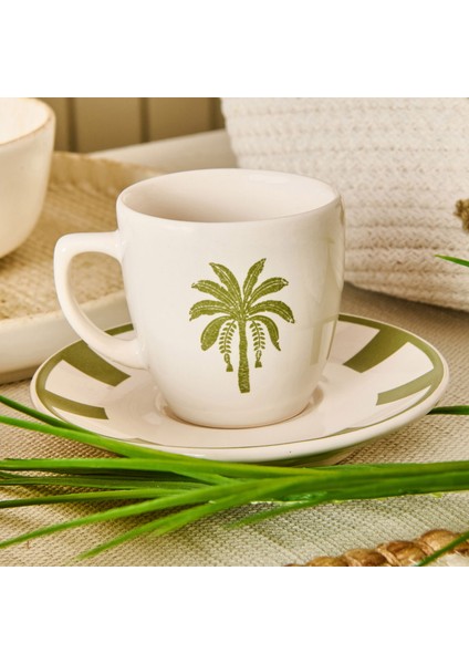 Palm 4 Parça Kahve Fincanı Takımı - Renkli - 90 ml