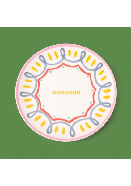 Bonjour Tatlı Tabağı - Renkli - 19 cm