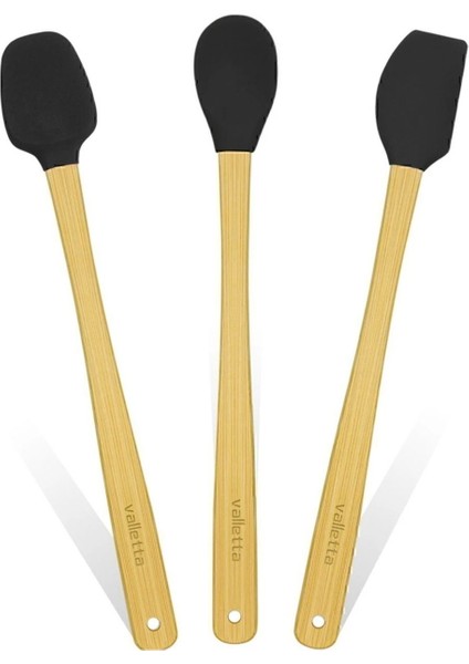 Indigo 3'lü Spatula Seti - Siyah - 26 cm