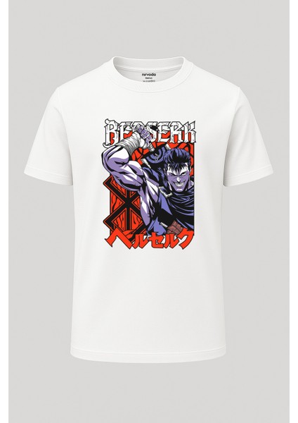 Guts Berserk Baskılı Loose Fit Bisiklet Yaka Unisex Tişört