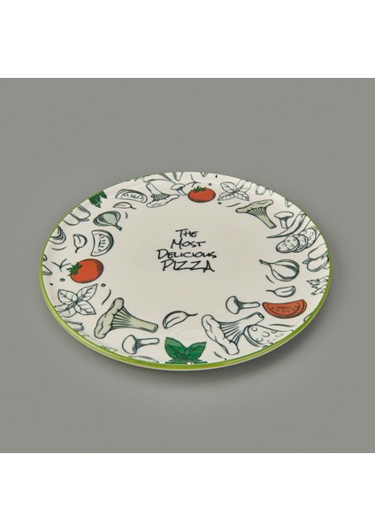 Gourmet The Most Delicious Pizza Tabağı - Krem / Siyah - 30 cm