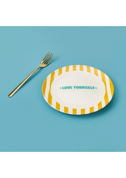 Love Yourself Tatlı Tabağı - Sarı - 19 cm