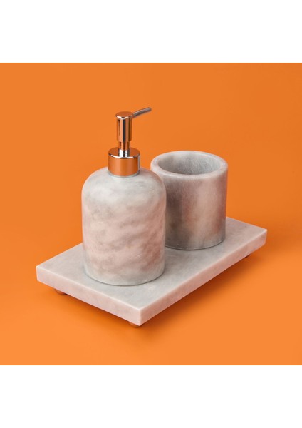 3'lü Mermer Banyo Seti - Gri