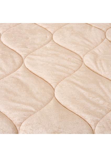 43182 Çift Kişilik Kadife Yorgan - Bej - 195X215 cm