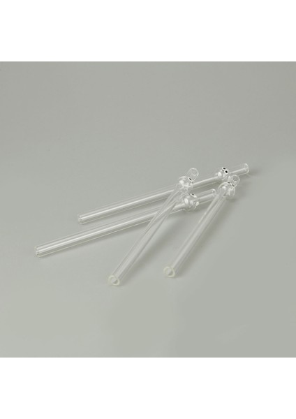 Kalın Figürlü 4'lü Cam Pipet - Şeffaf