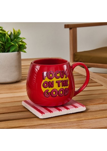 Focus On The Good Sloganlı Kupa - Kırmızı - 310 ml