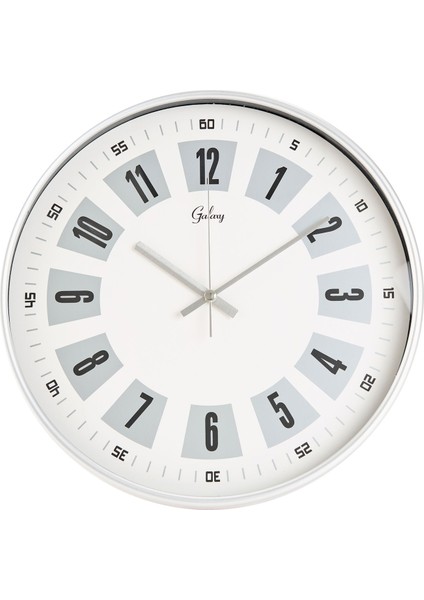 Dekoratif Beyaz Kadran Duvar Saati - Gri - 29 cm