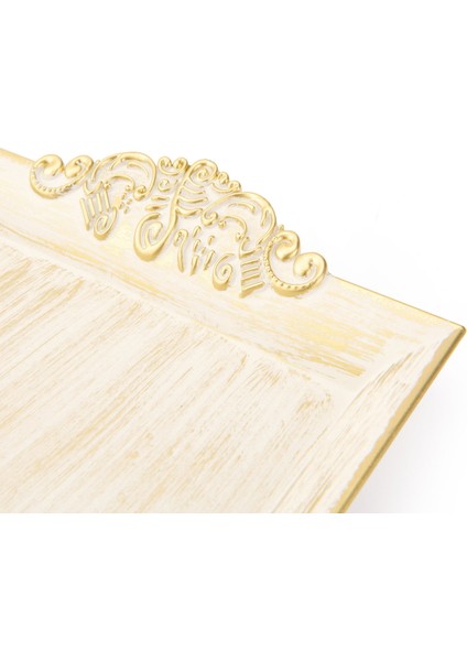 Home Barok Eskitme Tepsi - Beyaz - 26X39 cm