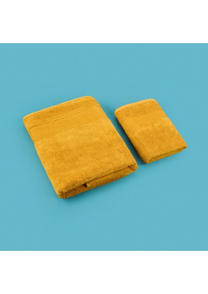 Ella 2'li Hamam Seti - Hardal - 50X70 cm + 70X140 cm