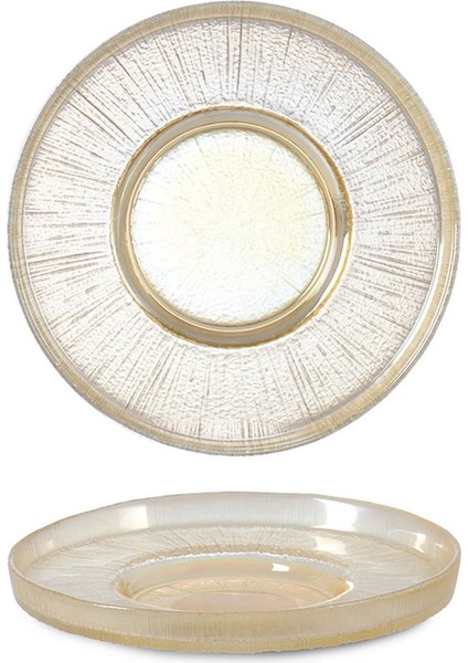 14304 Çizgili Bal Lüsterli Çay Tabağı - 12 cm