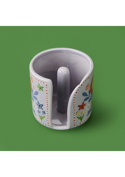 Çiçekli Havlu Peçetelik - Mor - 12 cm