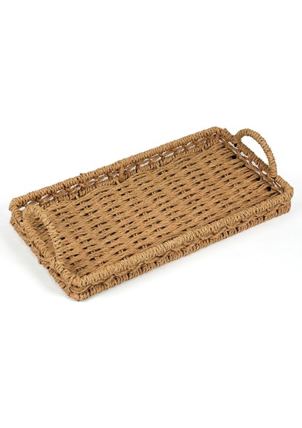 Rustica Dekoratif Tepsi - Bej - 30 cm