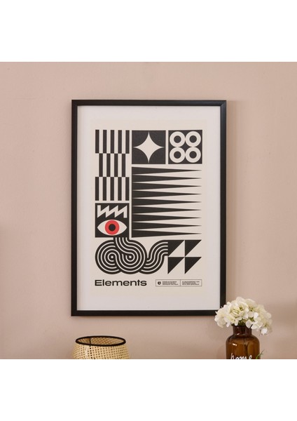 Elements Tablo - Siyah / Beyaz - 50X70 cm