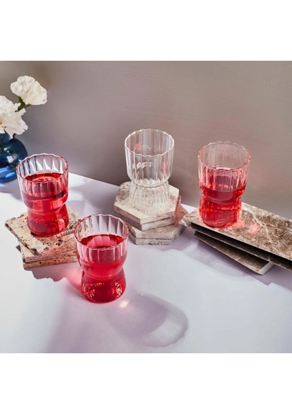 15885 Stripe 4'lü Borosilikat Cam Bardak - Şeffaf - 320 ml