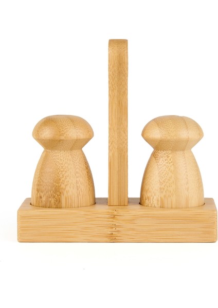 Bambu Mini Tuzluk Biberlik - Kahverengi - 12X5,2X12 cm