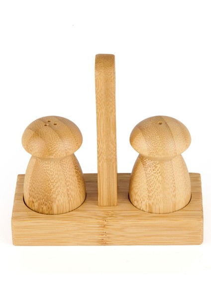Bambu Mini Tuzluk Biberlik - Kahverengi - 12X5,2X12 cm