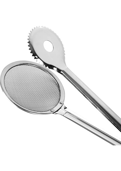 Nehir Sade Süzgeçli Kızartma Maşası - Gri - 30 cm