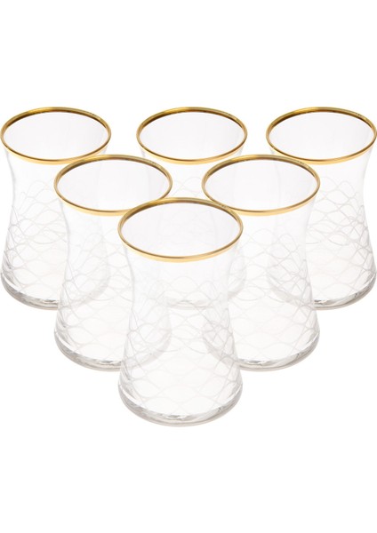 Home Yaldızlı 6'lı Çay Bardağı - Şeffaf - 170 ml
