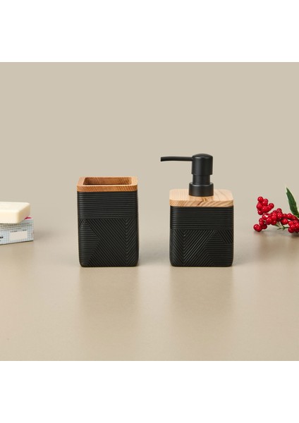 Madera 2'li Banyo Sıvı Sabunluk Seti - Siyah