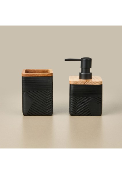 Madera 2'li Banyo Sıvı Sabunluk Seti - Siyah