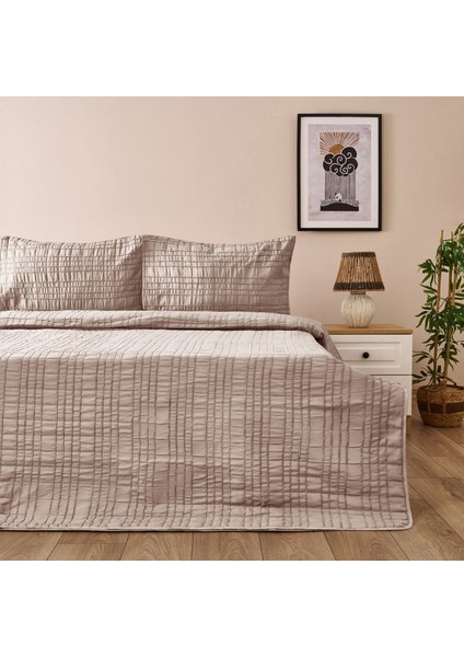 Elit Çift Kişilik Yatak Örtüsü Seti - Bej - 200X230 cm
