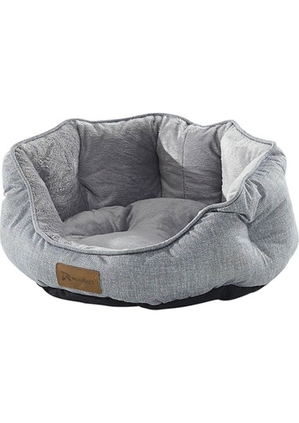 Kapitoneli Sprit Kedi Köpek Yatağı - Gri - 50 cm