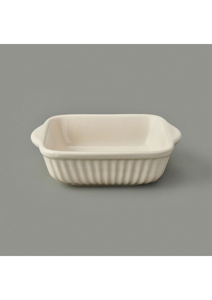 Porselen Küçük Boy Fırın Kabı - Krem - 17X15 cm
