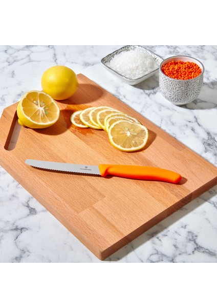 6.7836.L119 Tırtıklı Domates ve Sosis Bıçağı - Turuncu - 11 cm