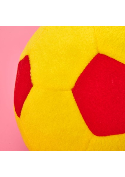 Futbol Topu Figürlü Yastık - Sarı / Kırmızı - 30X30 cm