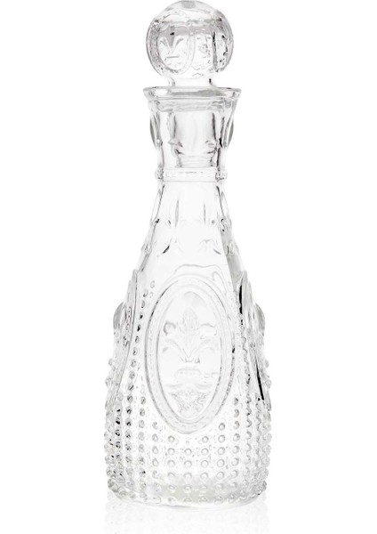Glass Fleur De Lis Kapaklı Karaf - 14X33 cm