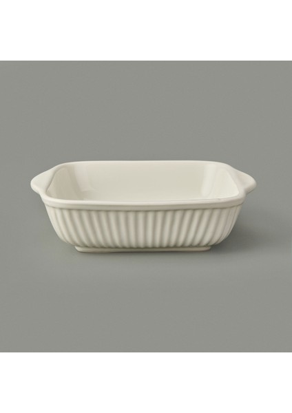 Porselen Büyük Boy Fırın Kabı - Krem - 25X21 cm