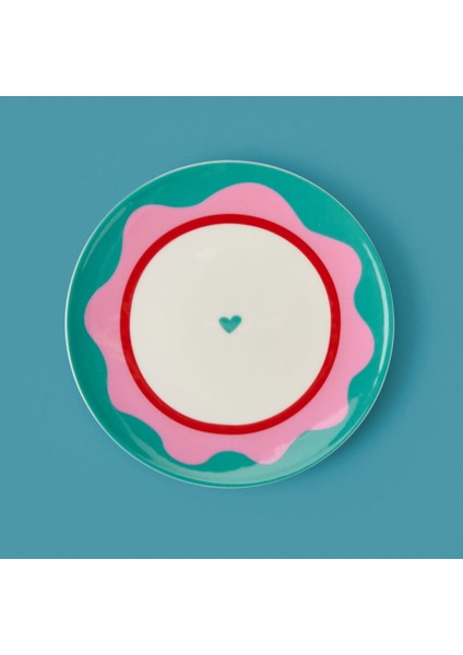Granny Tatlı Tabağı - Yeşil / Pembe - 19 cm