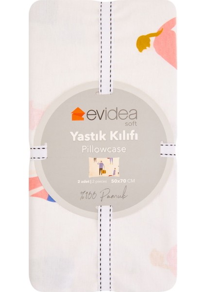 Soft Belum 2'li Yastık Kılıfı - Renkli - 50X70 cm