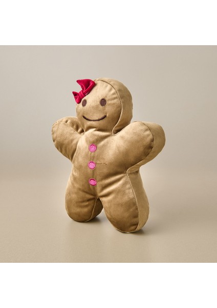 Gingerbread Kız Figürlü Yastık - Kahverengi - 40X25 cm