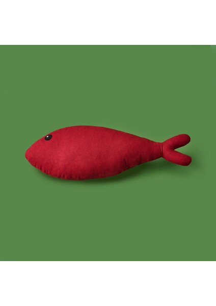 Balık Figürlü Yastık - Kırmızı - 40X16 cm