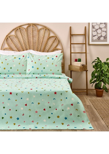 Soft Aurantium Çift Kişilik Pike Takımı - Yeşil