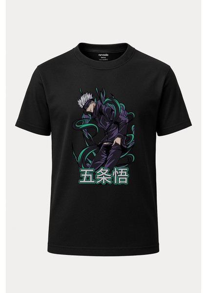 Satoru Gojo Jujutsu Kaisen Baskılı Loose Fit Bisiklet Yaka Tişört Anime Manga