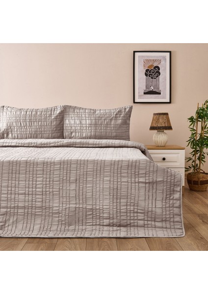 Elit Çift Kişilik Yatak Örtüsü Seti - Gri - 200X230 cm