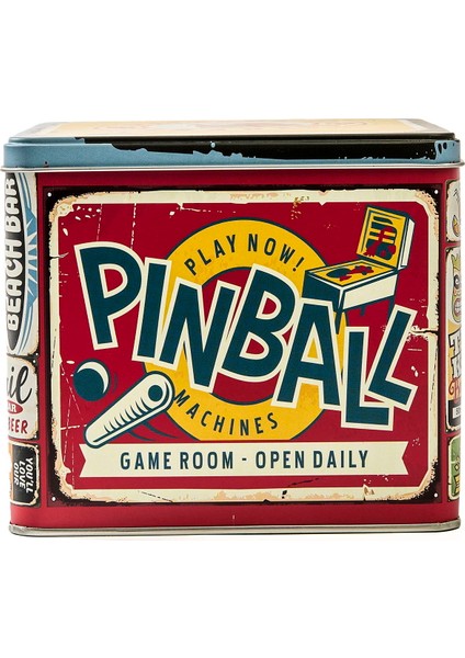Pinball Metal Hediye Kutusu - Renkli - 16X16X14 cm