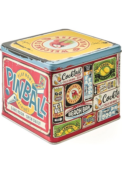 Pinball Metal Hediye Kutusu - Renkli - 16X16X14 cm