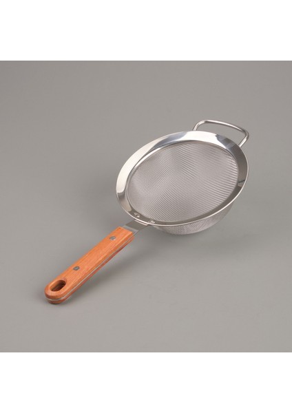 Ahşap Saplı Süzgeç - Gri / Kahverengi - 16 cm